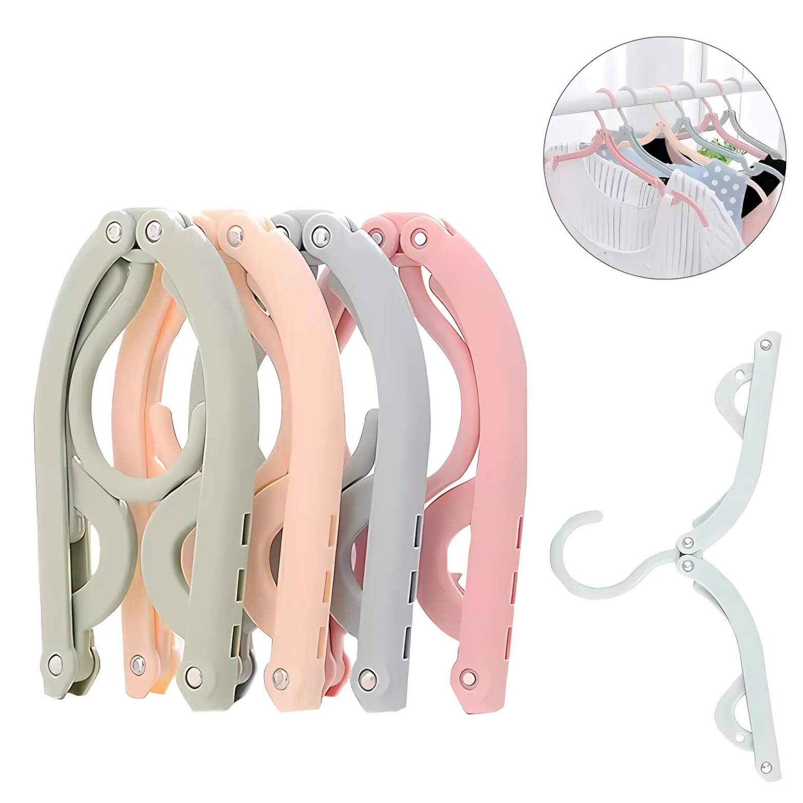 Lot de 10 Cintres de voyage pliables multicolor