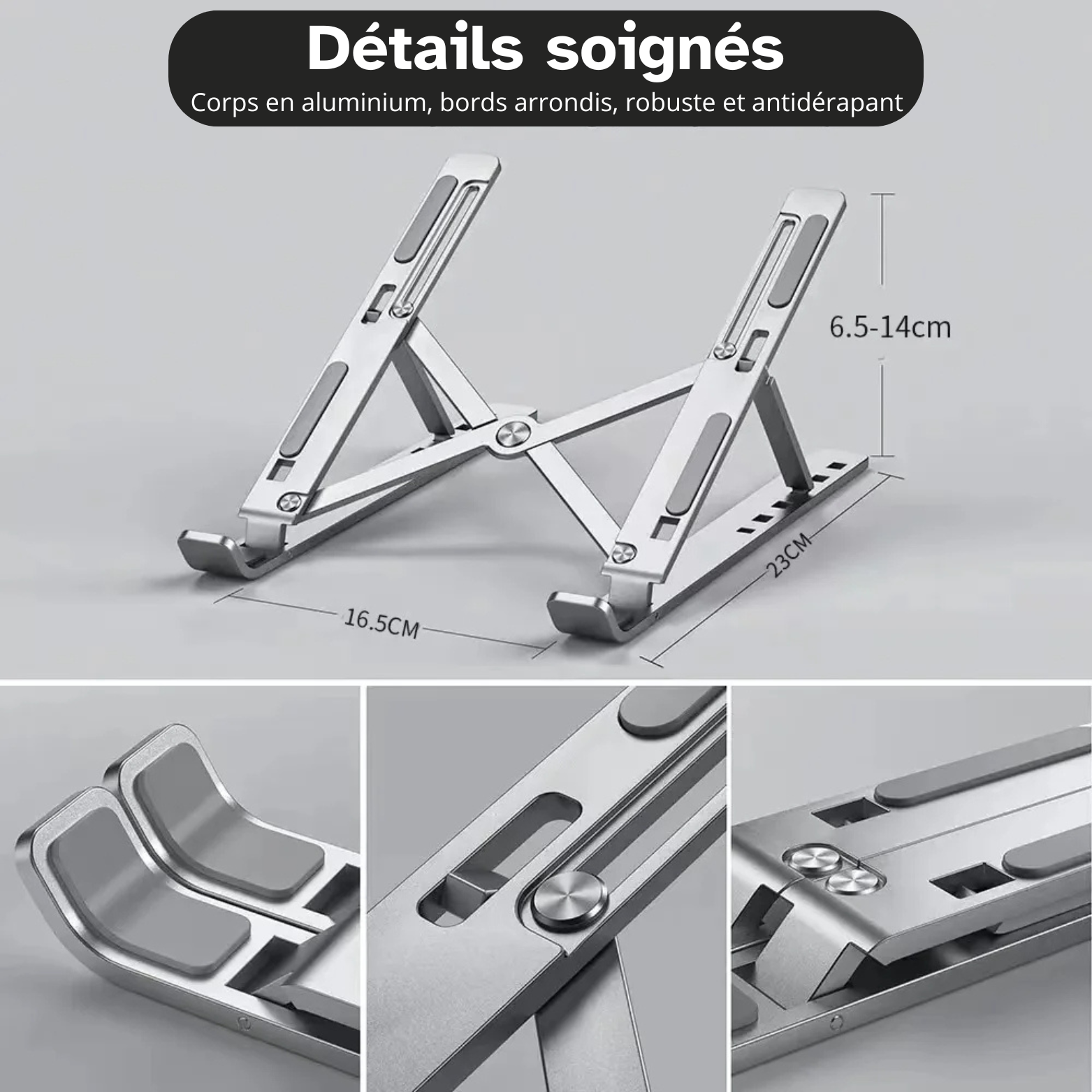 Support d'ordinateur pliable en aluminium