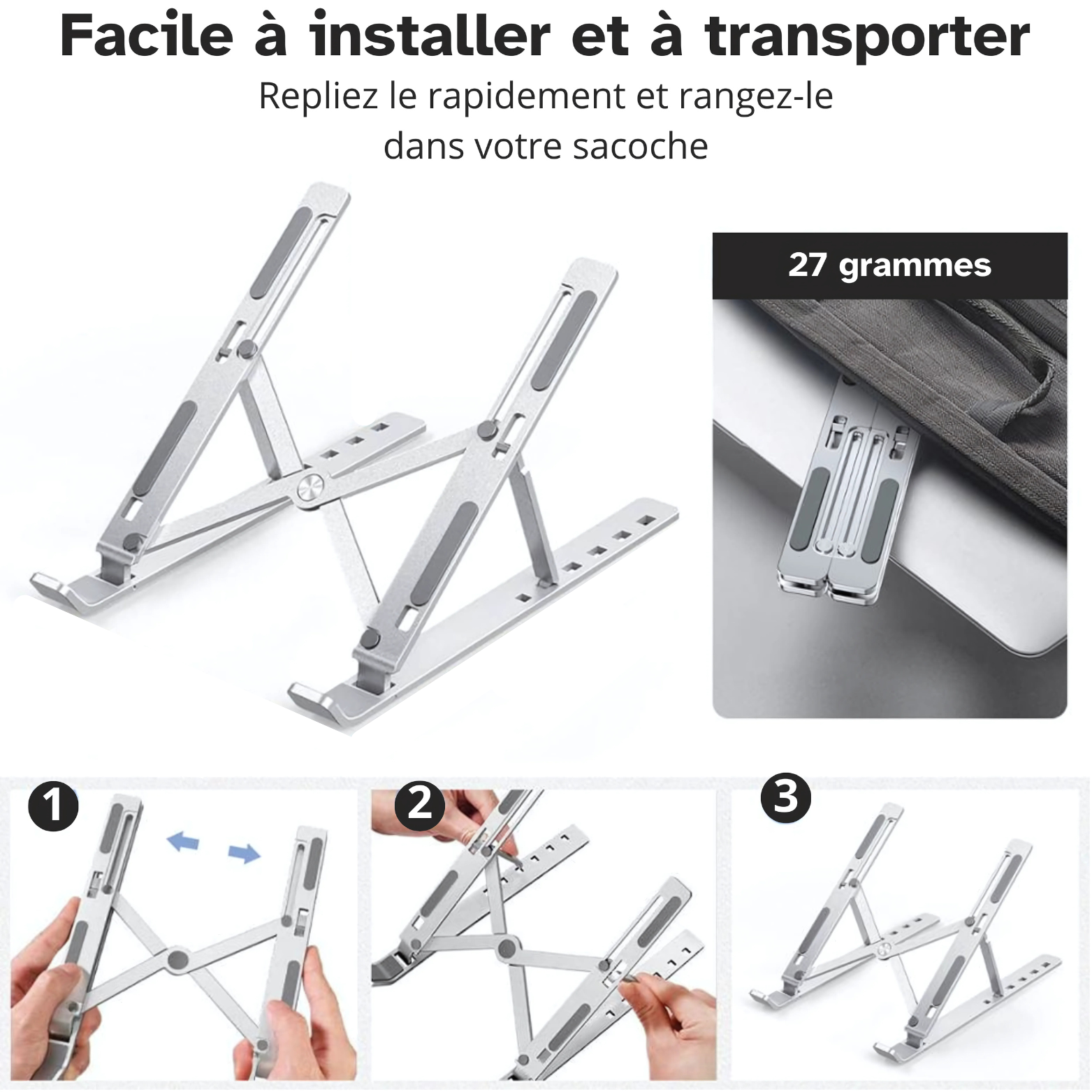 Support d'ordinateur pliable en aluminium